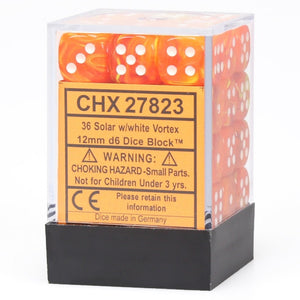 Vortex Yellow/White 12mm D6 Dice CHX27823