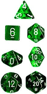Translucent Green/White Polyhedral Dice Set CHX23075