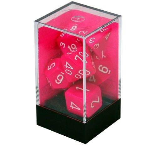 Opaque Pink/White Polyhedral Dice Set CHX2544