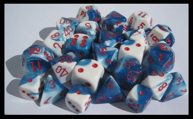 Gemini Astral Blue-White/Red Polyhedral Dice Set CHX26457