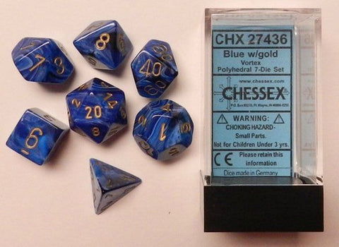 Vortex Blue/Gold Polyhedral Dice Set CHX27436