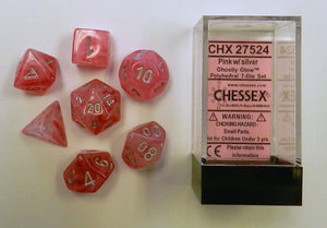 Ghostly Glow Pink/Silver Polyhedral Dice Set CHX28524