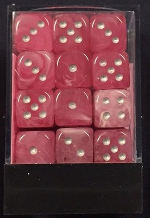 Ghostly Glow Pink/Silver 12mm D6 Dice CHX27924