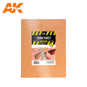 AK Interactive Cork Sheets 200x300x1mm Fine Grained