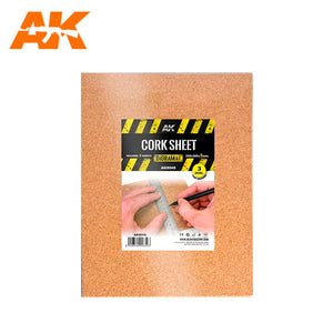 AK Interactive Cork Sheets 200x300x3mm Fine Grained