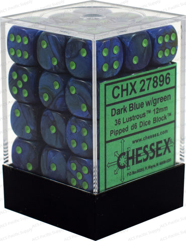 Lustrous Dark Blue/Green 12mm D6 Dice CHX27896
