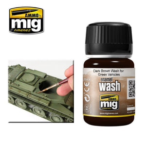 Ammo by MIG Wash Dark Brown Wash for Green Vehicles 1005