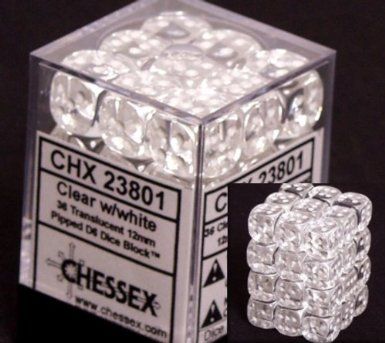 Translucent Clear/White 12mm D6 Dice CHX23801