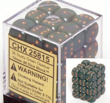 CHX 25815 Opaque 12mm d6 Dusty Green/Copper Block