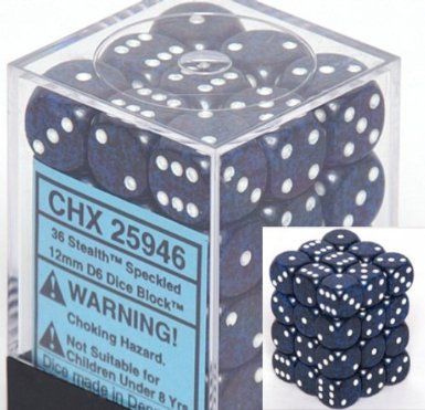 Speckled Stealth 12mm D6 Dice CHX25946