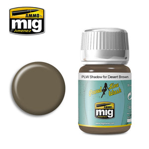 Ammo by MIG Panel Line Wash Shadow for Desert Brown 1621
